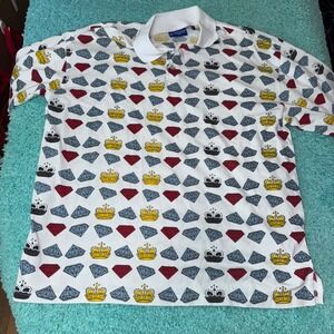 Blue‎ Ocean Crowns and Diamonds Polo Shirt Men's 2XL Short Sleeve